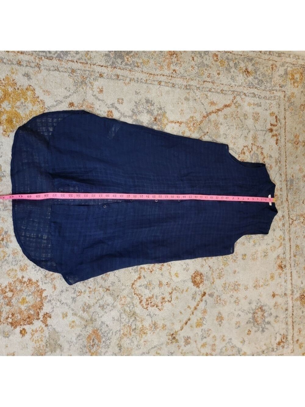 Eileen Fisher XS Linen Sleeveless Tunic Navy Lightweight Layering Dress - Picture 10 of 11